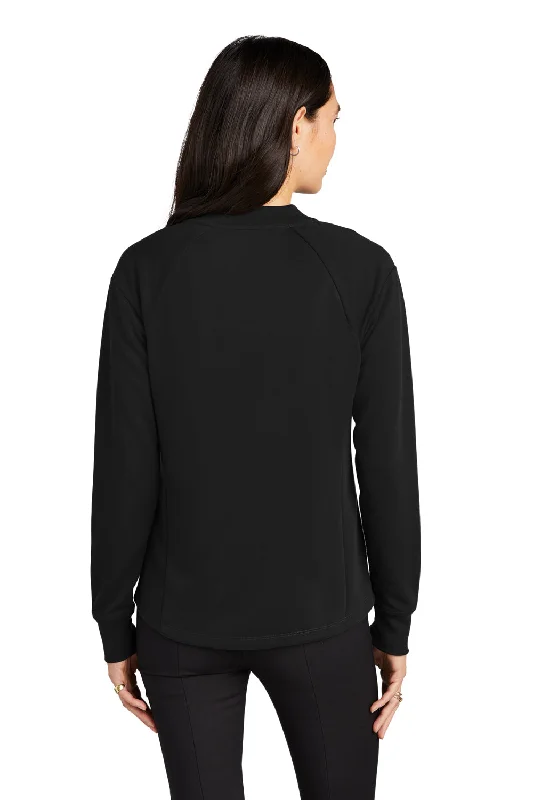 Mercer+Mettle Womens Double Knit Full Zip Bomber Jacket - Deep Black