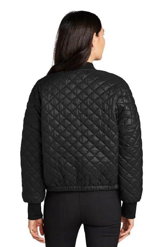 Mercer+Mettle Womens Quilted Water Resistant Full Zip Jacket - Deep Black