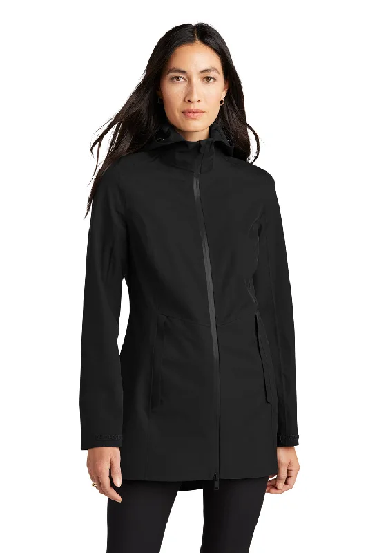 Mercer+Mettle Womens Waterproof Full Zip Hooded Rain Jacket - Deep Black