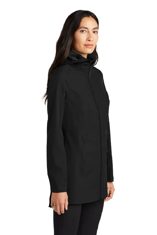 Mercer+Mettle Womens Waterproof Full Zip Hooded Rain Jacket - Deep Black