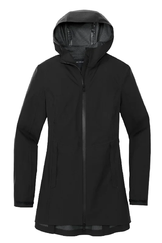 Mercer+Mettle Womens Waterproof Full Zip Hooded Rain Jacket - Deep Black