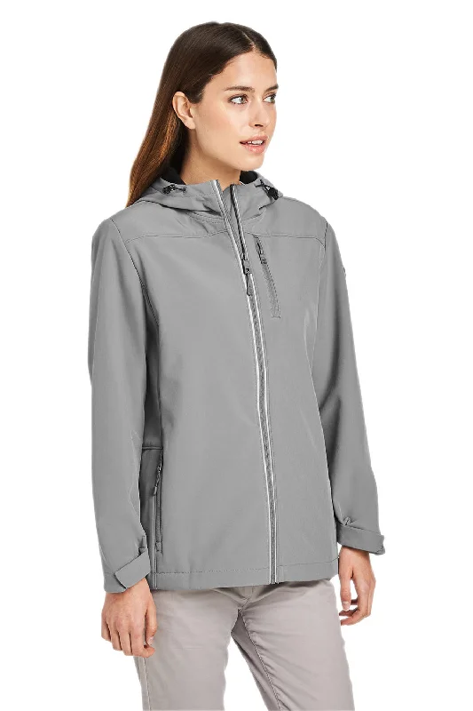 Nautica Womens Wavestorm Wind & Water Resistant Full Zip Hooded Jacket - Graphite Grey