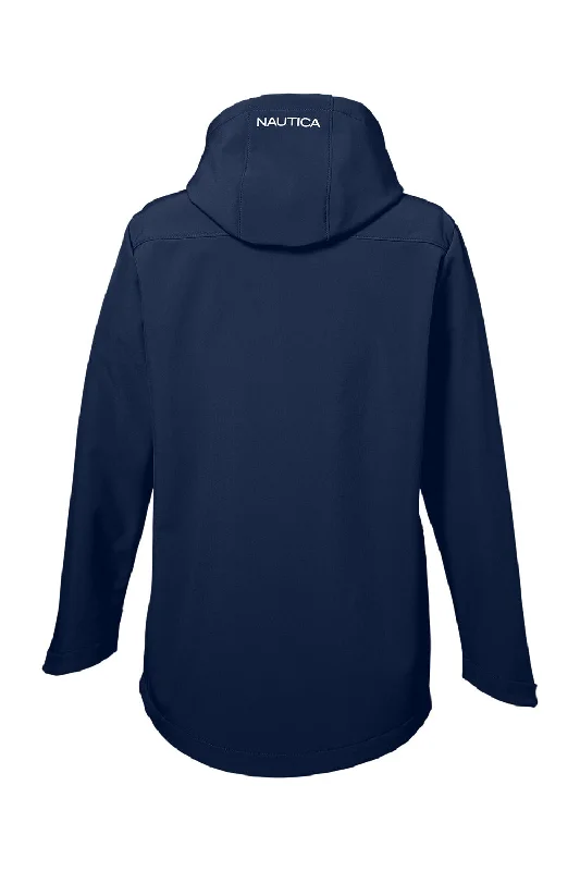 Nautica Womens Wavestorm Wind & Water Resistant Full Zip Hooded Jacket - Navy Blue