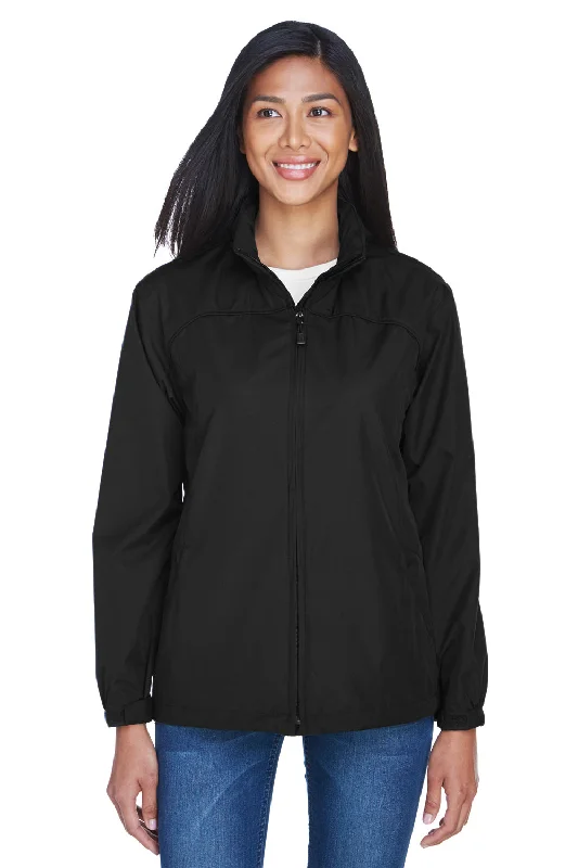 North End Womens Techno Lite Water Resistant Full Zip Hooded Jacket - Black