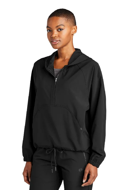 Ogio Womens Connection Water Resistant Full Zip Anorak Hooded Jacket - Blacktop