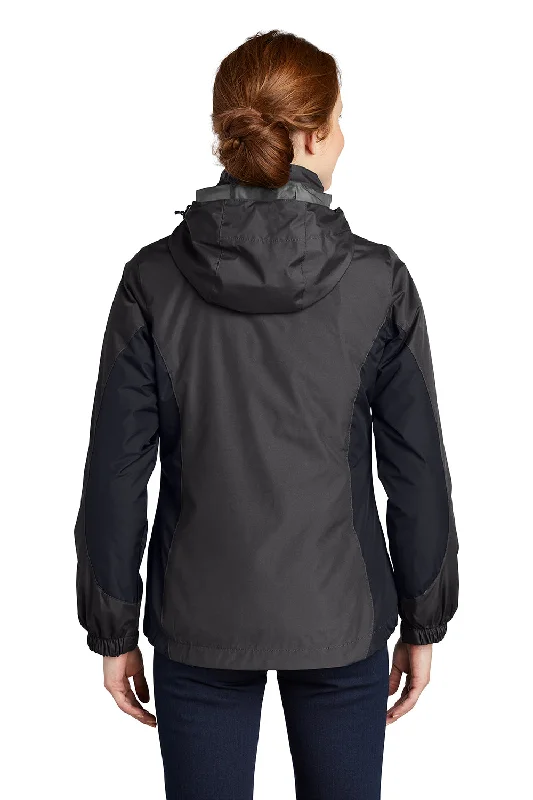 Port Authority Womens 3-in-1 Wind & Water Resistant Full Zip Hooded Jacket - Black/Magnet Grey