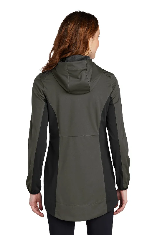 Port Authority Womens Active Wind & Water Resistant Full Zip Hooded Jacket - Steel Grey/Deep Black