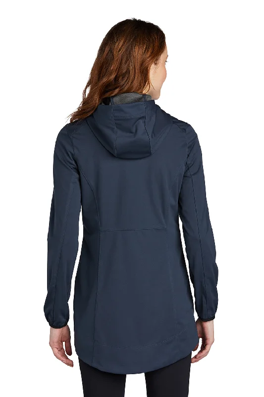 Port Authority Womens Active Wind & Water Resistant Full Zip Hooded Jacket - Dress Navy Blue