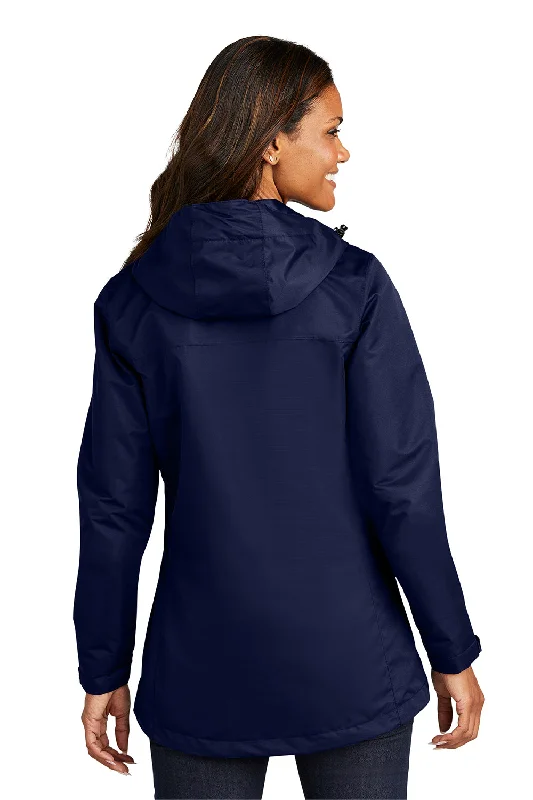 Port Authority Womens All Conditions Waterproof Full Zip Hooded Jacket - True Navy Blue