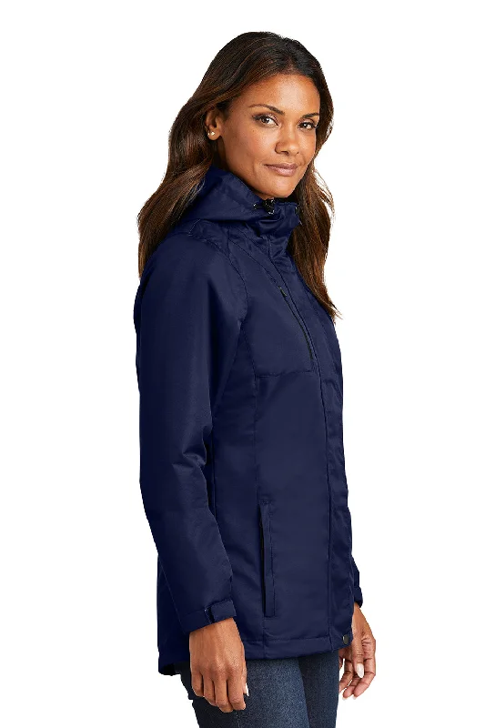 Port Authority Womens All Conditions Waterproof Full Zip Hooded Jacket - True Navy Blue