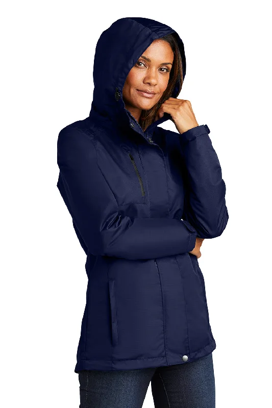 Port Authority Womens All Conditions Waterproof Full Zip Hooded Jacket - True Navy Blue