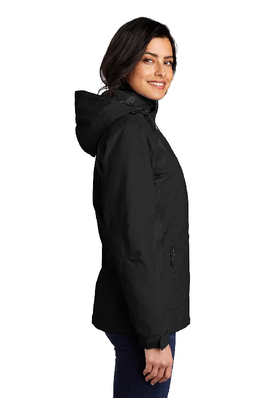 Port Authority Womens All Season II Waterproof Full Zip Hooded Jacket - Black