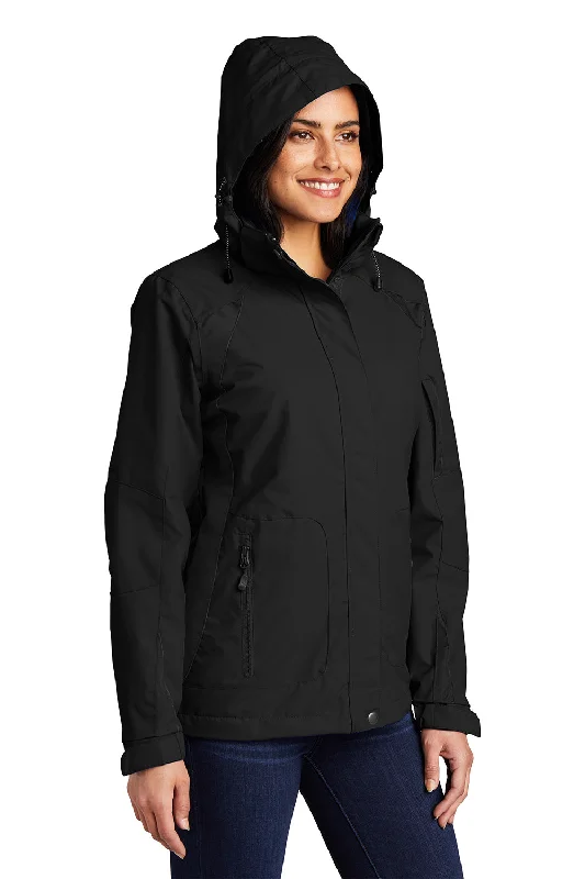 Port Authority Womens All Season II Waterproof Full Zip Hooded Jacket - Black