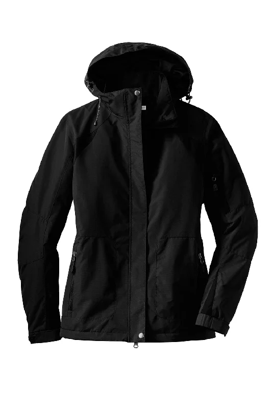 Port Authority Womens All Season II Waterproof Full Zip Hooded Jacket - Black