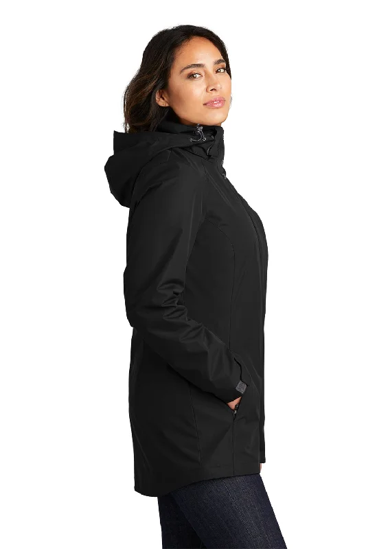 Port Authority Womens All Weather 3-in-1 Water Resistant Full Zip Hooded Jacket - Black