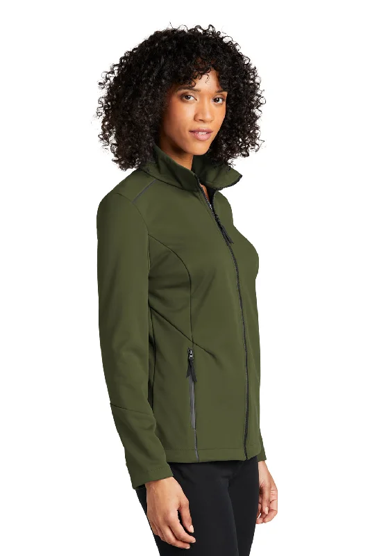 Port Authority Womens Collective Tech Waterproof Full Zip Soft Shell Jacket - Olive Green