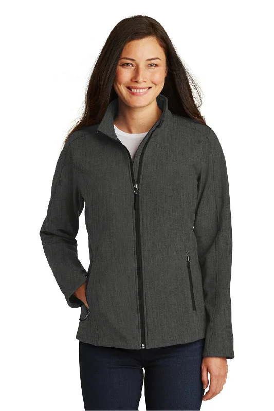 Port Authority Womens Core Wind & Water Resistant Full Zip Jacket - Heather Charcoal Black