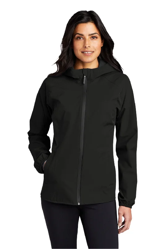 Port Authority Womens Essential Waterproof Full Zip Hooded Rain Jacket - Deep Black