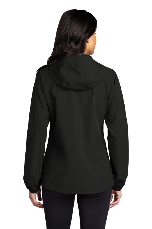 Port Authority Womens Essential Waterproof Full Zip Hooded Rain Jacket - Deep Black