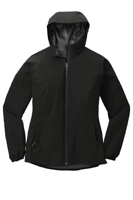 Port Authority Womens Essential Waterproof Full Zip Hooded Rain Jacket - Deep Black