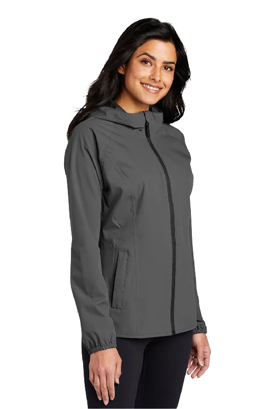 Port Authority Womens Essential Waterproof Full Zip Hooded Rain Jacket - Graphite Grey