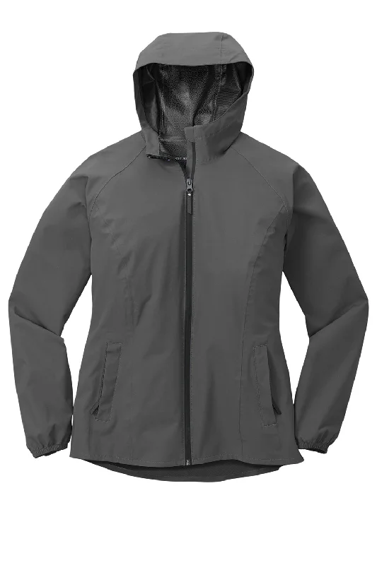 Port Authority Womens Essential Waterproof Full Zip Hooded Rain Jacket - Graphite Grey