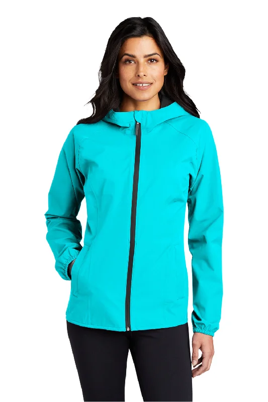 Port Authority Womens Essential Waterproof Full Zip Hooded Rain Jacket - Light Cyan Blue