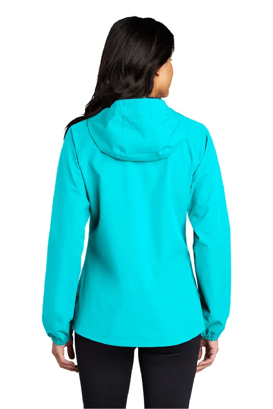 Port Authority Womens Essential Waterproof Full Zip Hooded Rain Jacket - Light Cyan Blue