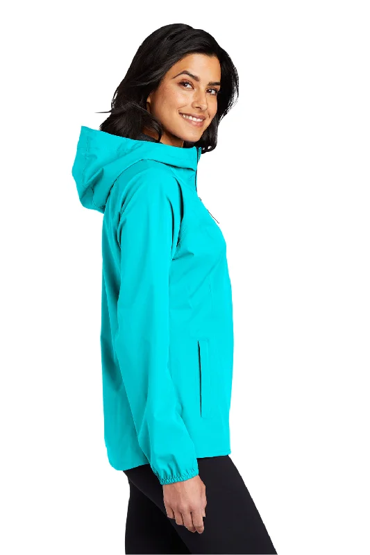 Port Authority Womens Essential Waterproof Full Zip Hooded Rain Jacket - Light Cyan Blue