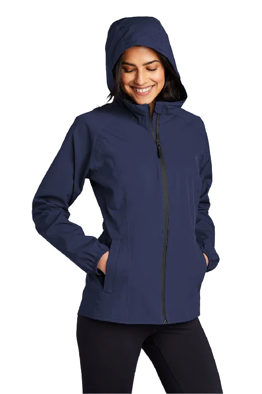 Port Authority Womens Essential Waterproof Full Zip Hooded Rain Jacket - True Navy Blue