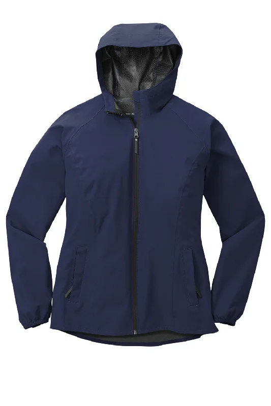 Port Authority Womens Essential Waterproof Full Zip Hooded Rain Jacket - True Navy Blue