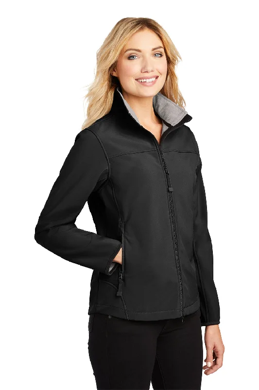 Port Authority Womens Glacier Wind & Water Resistant Full Zip Jacket - Black/Chrome Grey