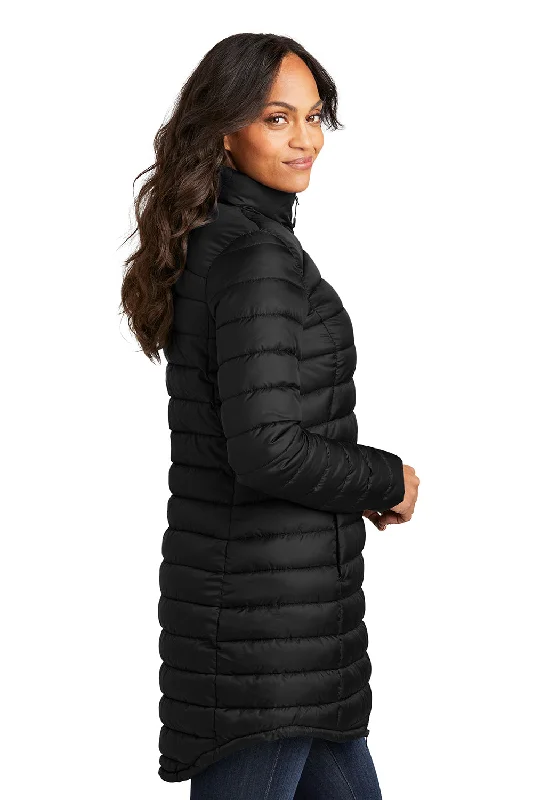 Port Authority Womens Horizon Water Resistant Full Zip Long Puffy Jacket - Deep Black