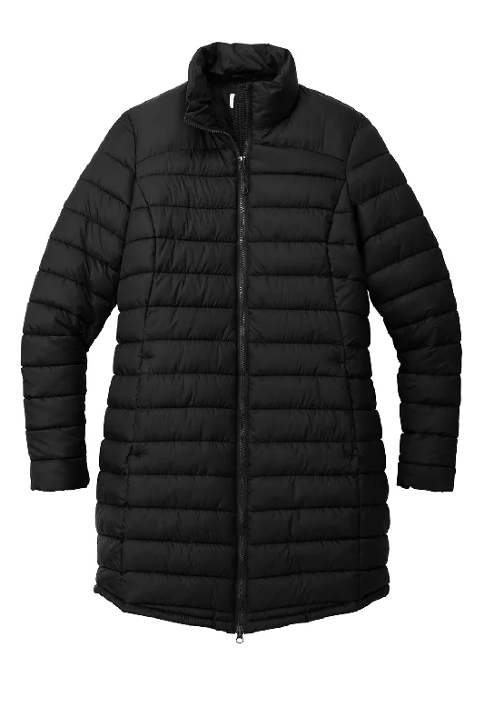 Port Authority Womens Horizon Water Resistant Full Zip Long Puffy Jacket - Deep Black