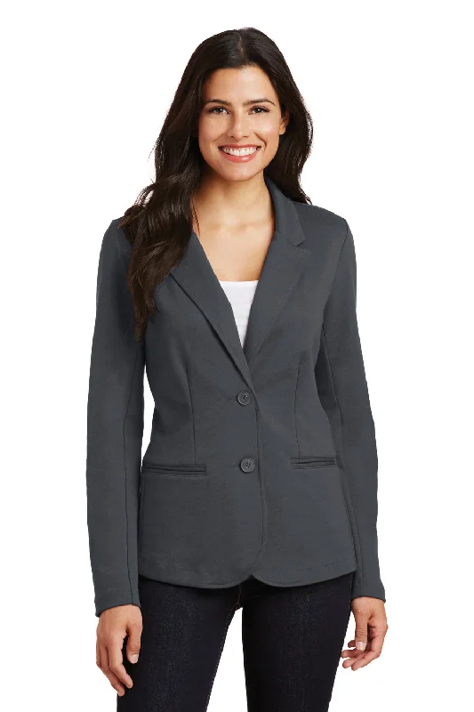 Port Authority Womens Knit Button Down Blazer - Battleship Grey