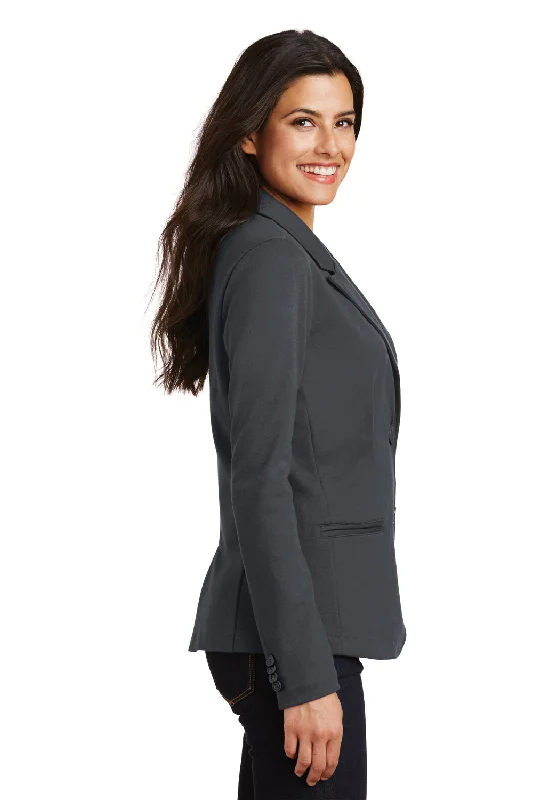 Port Authority Womens Knit Button Down Blazer - Battleship Grey