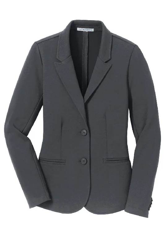 Port Authority Womens Knit Button Down Blazer - Battleship Grey