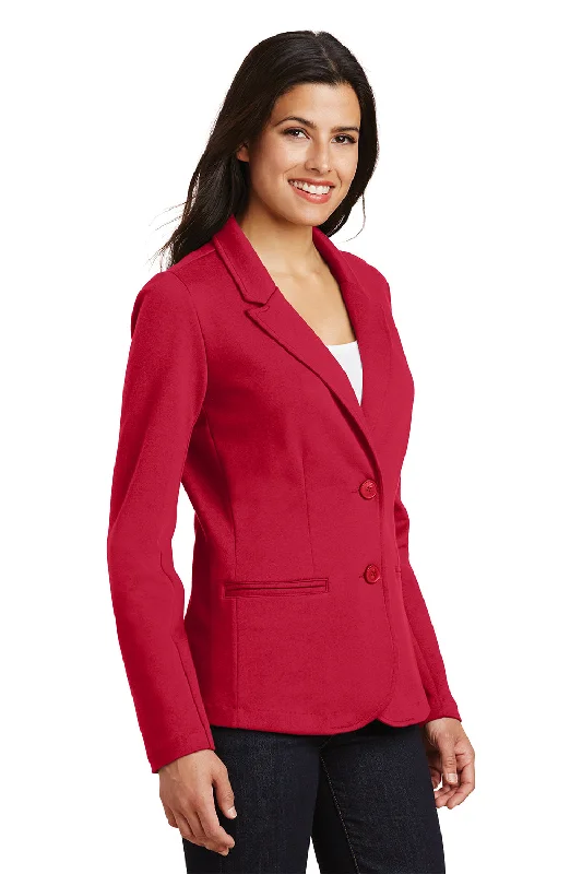 Port Authority Womens Knit Button Down Blazer - Rich Red