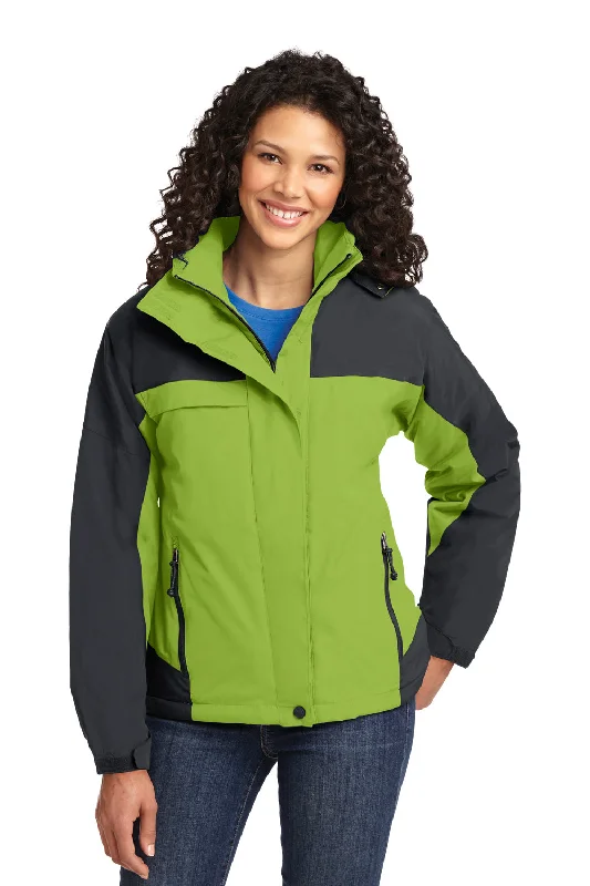 Port Authority Womens Nootka Waterproof Full Zip Hooded Jacket - Bright Pistachio Green/Graphite Grey - Closeout