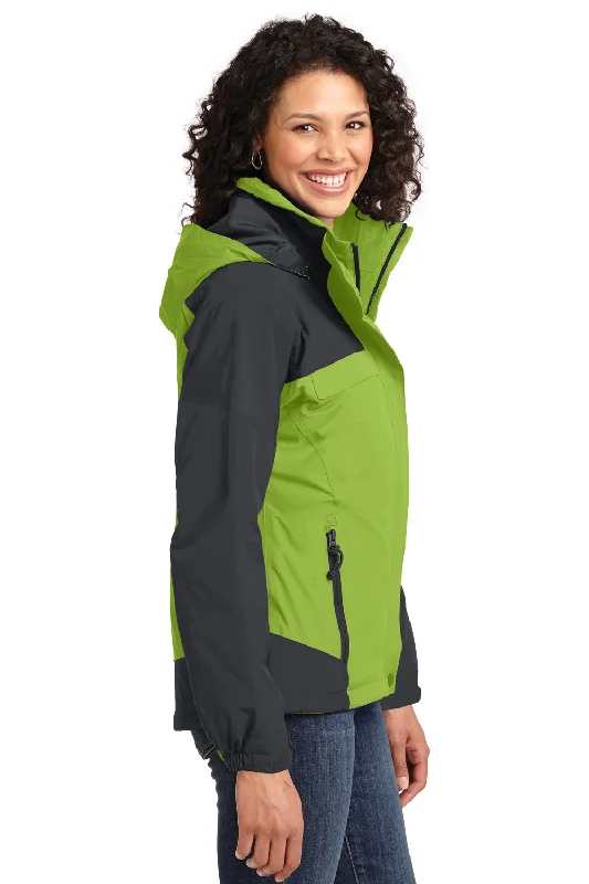 Port Authority Womens Nootka Waterproof Full Zip Hooded Jacket - Bright Pistachio Green/Graphite Grey - Closeout