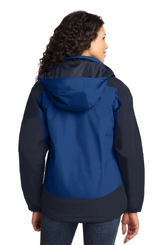 Port Authority Womens Nootka Waterproof Full Zip Hooded Jacket - Regatta Blue/Navy Blue