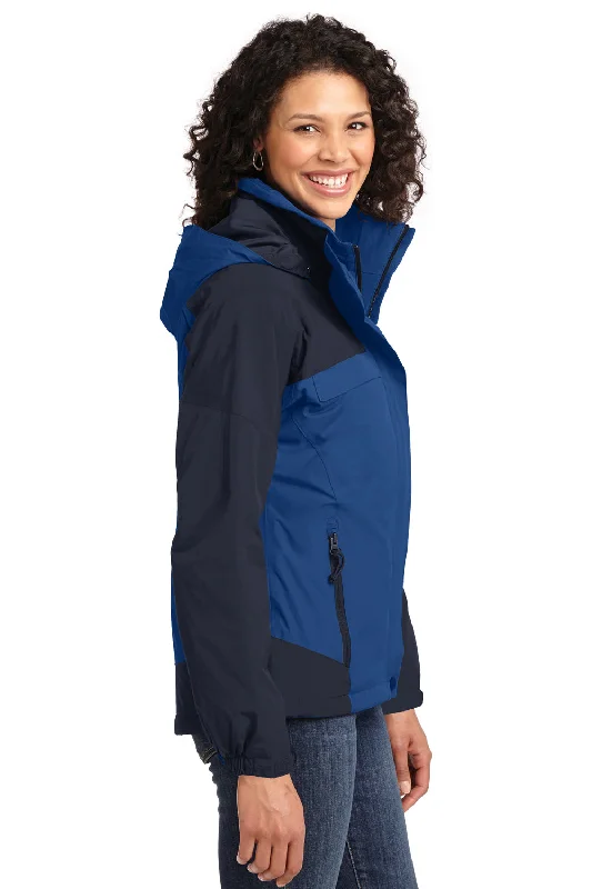 Port Authority Womens Nootka Waterproof Full Zip Hooded Jacket - Regatta Blue/Navy Blue