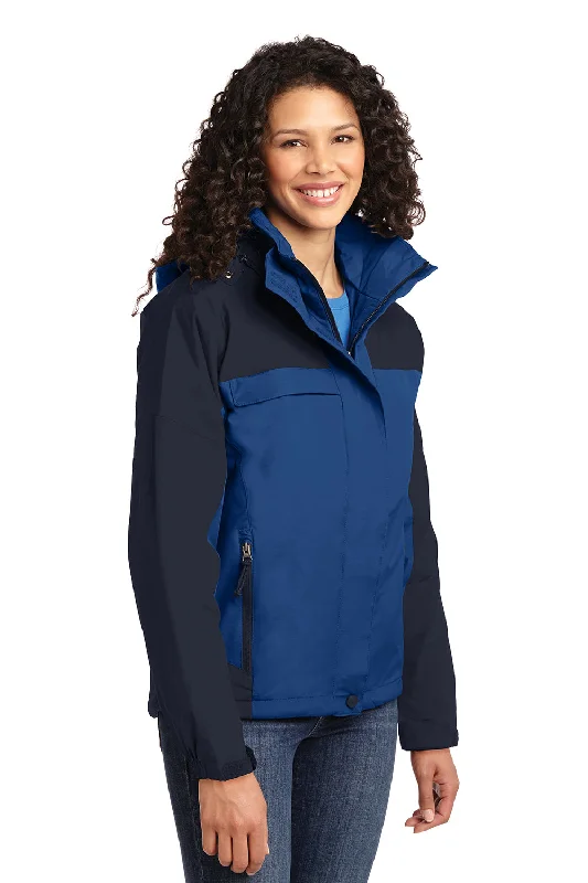 Port Authority Womens Nootka Waterproof Full Zip Hooded Jacket - Regatta Blue/Navy Blue