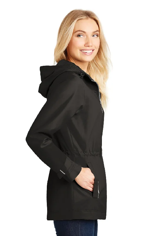 Port Authority Womens Northwest Slicker Waterproof Full Zip Hooded Jacket - Black