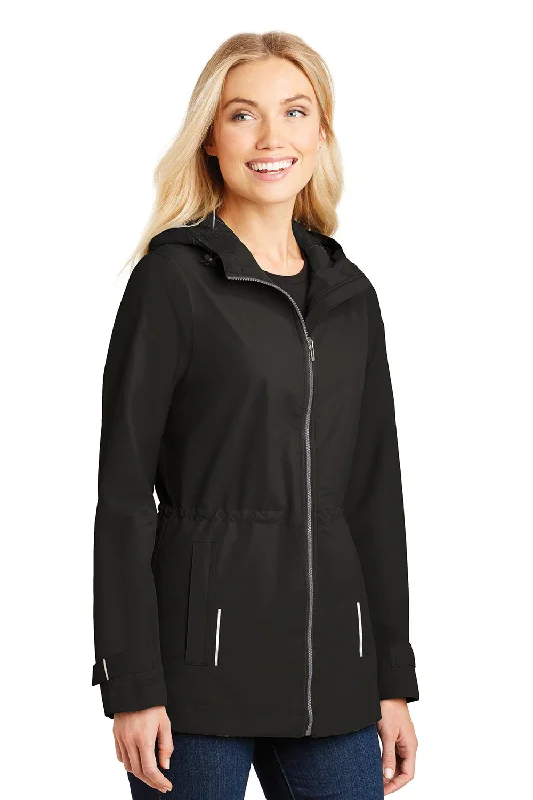 Port Authority Womens Northwest Slicker Waterproof Full Zip Hooded Jacket - Black