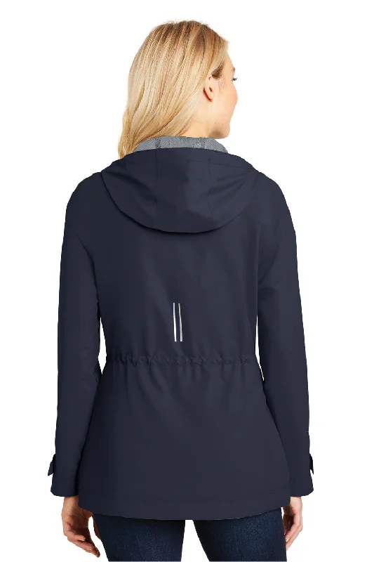 Port Authority Womens Northwest Slicker Waterproof Full Zip Hooded Jacket - Navy Blue