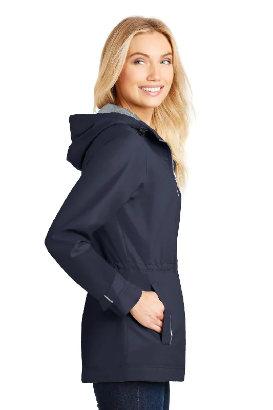 Port Authority Womens Northwest Slicker Waterproof Full Zip Hooded Jacket - Navy Blue