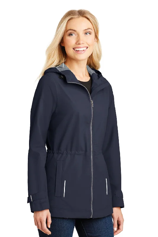 Port Authority Womens Northwest Slicker Waterproof Full Zip Hooded Jacket - Navy Blue