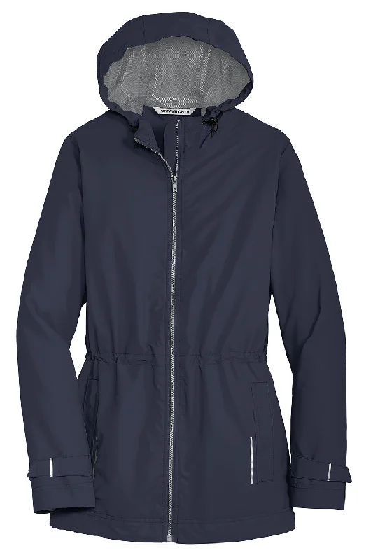 Port Authority Womens Northwest Slicker Waterproof Full Zip Hooded Jacket - Navy Blue