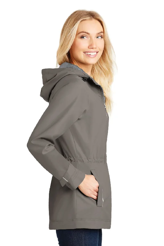 Port Authority Womens Northwest Slicker Waterproof Full Zip Hooded Jacket - Northern Grey